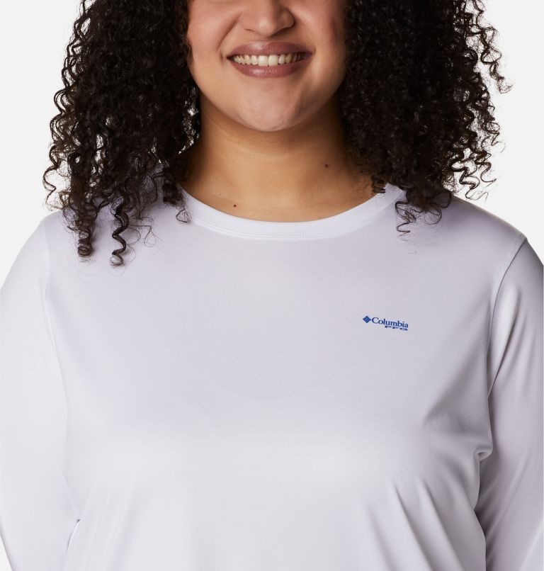 Women's Columbia PFG Tidal Tee Hook-Up Long Sleeve Sweatshirts White | Plus Size CA-D8130